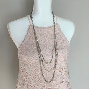 Long Chain Necklace with Pearls